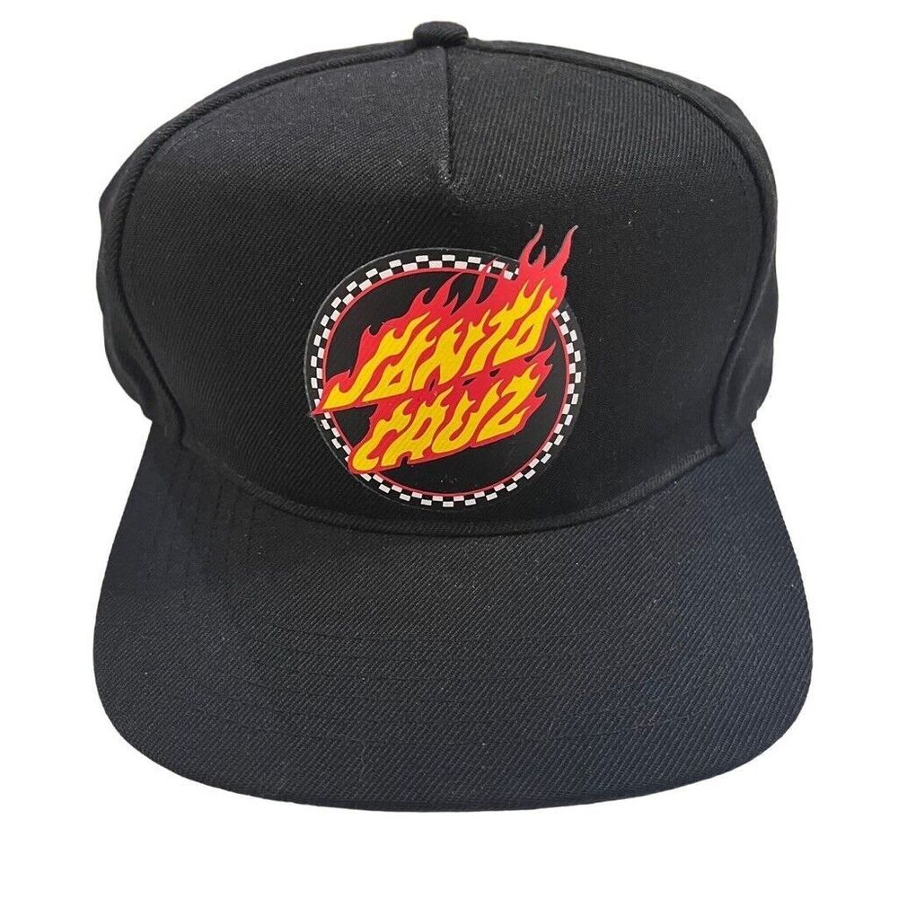 Santa Cruz Skateboards Hat Check Ringed Flamed Dot Snapback Black